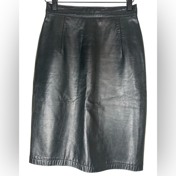 Vintage 80’s 90’s Maxima For Ann Taylor Black Leather Pencil Skirt Size 6 - Picture 8 of 12